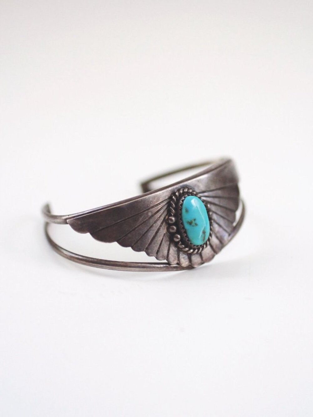 Vintage Native American Navajo Turquoise Sterling Silver Cuff Bracelet W. Begay - Picture 6 of 9